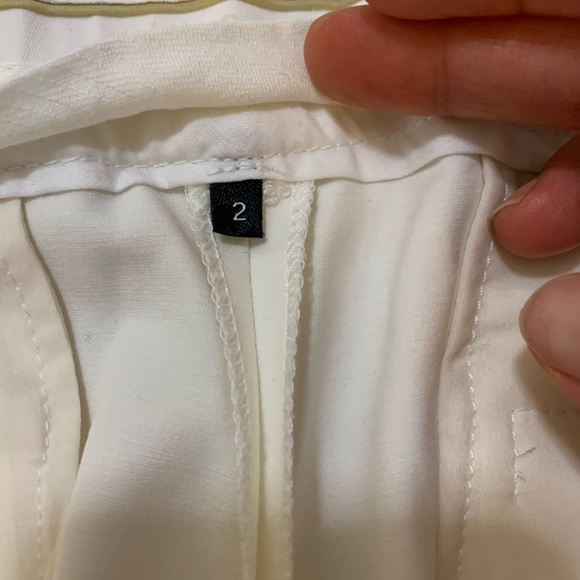 Theory cotton cream stretch pants. - Picture 6 of 8